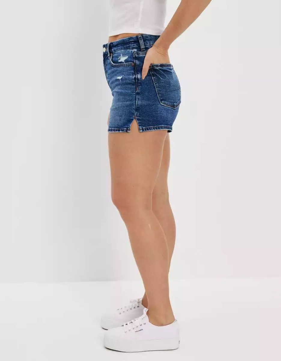 Shorts American Eagle AE Stretch Curvy Denim Mom Indigo Femme | MLX-04160889